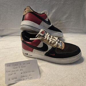Nike Air Force 1 '07 LV8 Black, Red, and White Sneakers